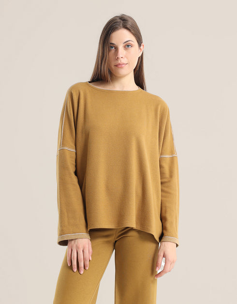 Oversized jacquard sweater with long sleeves